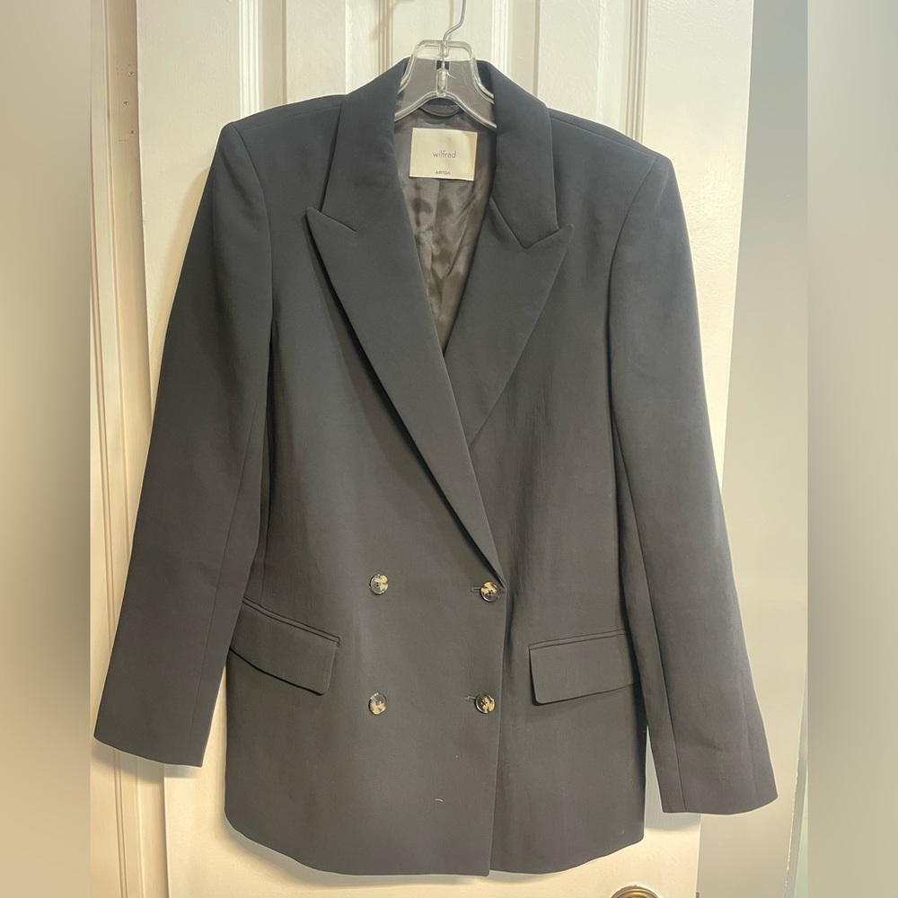 NEW Wilfred Black Double-Breasted Blazer